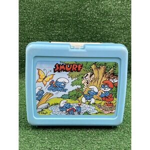 Vintage 1980's Smurfs Blue Lunch Box Without Thermos